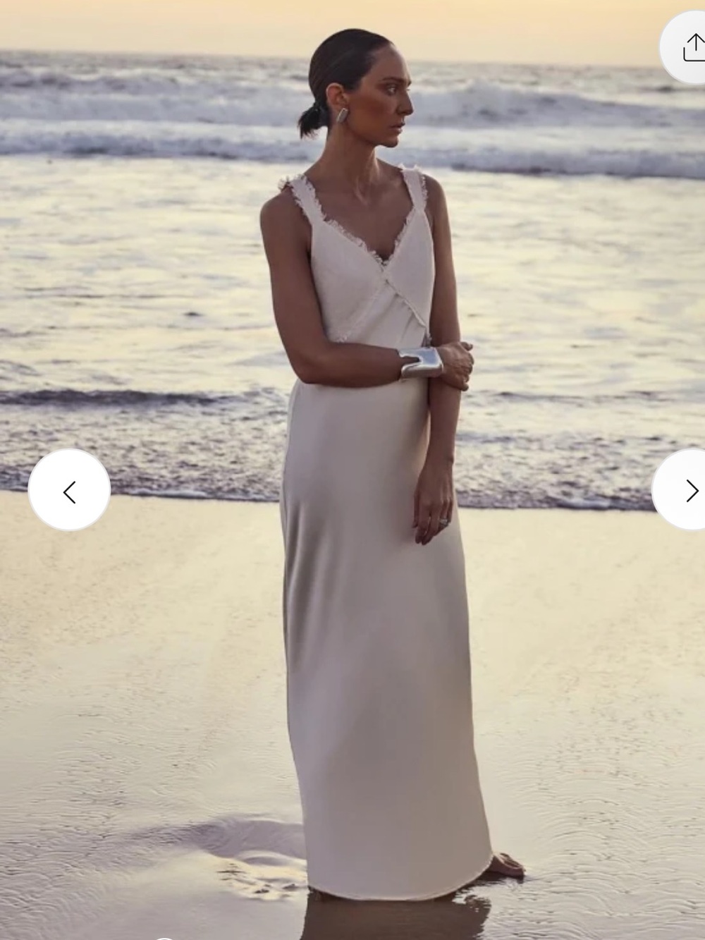DISSH ELIAS CREAM SATIN LINEN MIDI DRESS